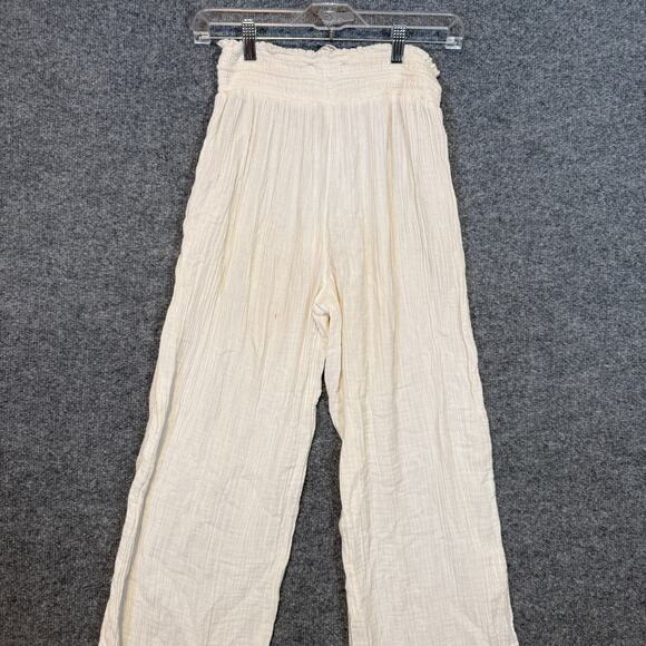 Abercrombie & Fitch Pants Womens Small White Smocked Waist Wide Leg Boho Beach - Picture 3 of 12